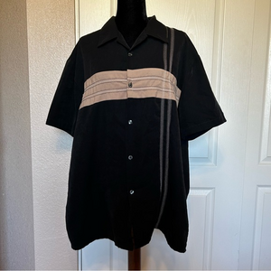 Woody’s Retro Lounge Black‎ and Tan Button Down Shirt Size XL